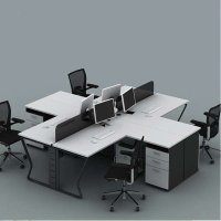 好环境家具简约现代办公桌组合屏风桌办公屏风隔断职员桌四人位黑白转角办公桌