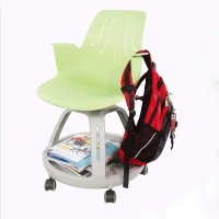 好环境家具 糖果色塑料培训椅带写字板轮子学生培训椅会议椅