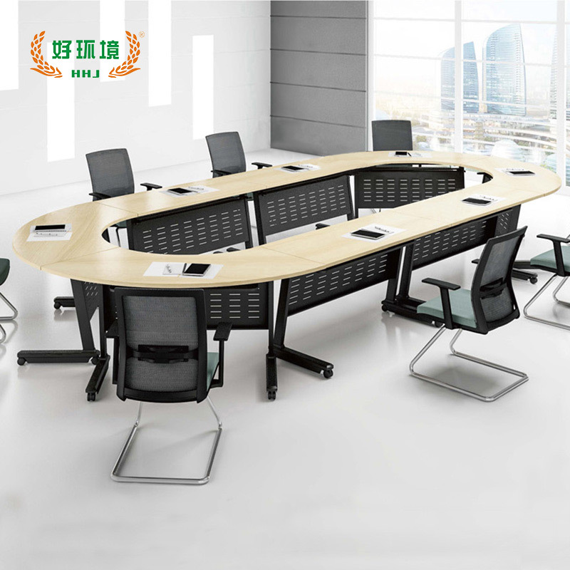 简约移动组合会议桌 小型会议台 折叠培训桌 长条桌 椭圆会议桌 阅览室课桌