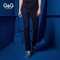 G&G 夏季男士休闲裤修身直筒小脚韩版裤子男商务免烫纯色青年春