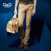 G&G 春秋男士青年修身休闲裤小脚休闲裤男商务薄款男裤微弹力休闲秋款布裤