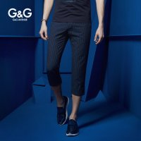 G&G休闲条纹男士七分裤男小脚哈伦7分裤男夏天韩版修身夏青少年