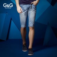 G&G男装 夏季青年男士直筒牛仔短裤男韩版薄款5分裤男中裤修身潮