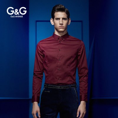 G&G 2015秋装新款男士长袖衬衫商务休闲长袖衬衣男修身纯色百搭