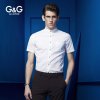 G＆G 夏季男士短袖立领衬衫免烫圆领男士衬衣个性双层领韩版薄款