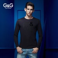 G&G 春季长袖T恤男莫代尔圆领t恤男休闲韩版纯色修身薄款打底衫