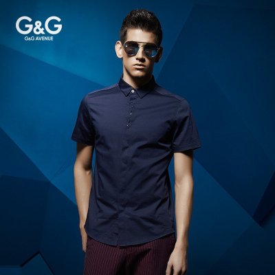 G&G男装 2015新款商务休闲衬衫男短袖潮流 免烫修身衬衣男韩版