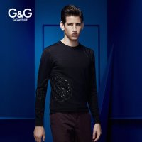 G&G 春秋男士长袖羊毛衫休闲针织衫男薄款修身时尚毛衣男打底衫