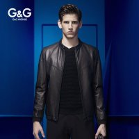 G＆G 男装秋冬男士简约休闲真皮皮衣修身羊皮外套机车单皮夹克男