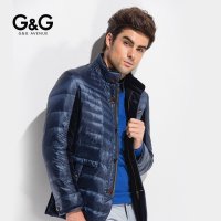 G&G男装 断码2015秋冬立领潮男轻薄款修身羽绒服外套潮短款