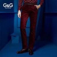 G&G 冬季新品灯芯绒男裤休闲商务长裤修身直筒百搭纯色绒裤