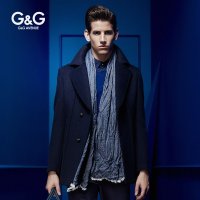 G&G 201呢大衣韩版男士商务休闲中长款修身羊毛呢风衣外套