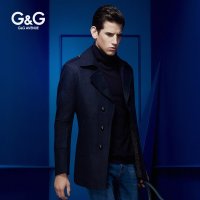 G&G男装 断码 2015男士休闲毛呢英伦大衣男修身毛呢外套男潮