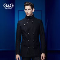 G&G 2015秋冬男士休闲外套中长款商务休闲呢子大衣男修身百搭