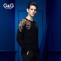 G&G男装 断码秋季修身毛衫男士圆领套头羊毛衫男针织衫男毛衣