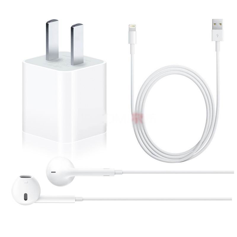 苹果（Apple）iPhone5/5s/6/6s/6Plus ipad mini原装充电头+原装数据线+耳机 套装