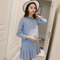 美琳妈咪纯棉孕妇连衣裙中长款长袖裙子孕妇装春装上衣打底衫春秋5805