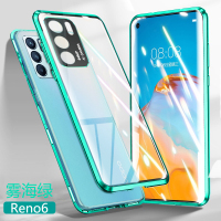 圣幻 oppoReno6手机壳reno6pro+新款双面玻璃磁吸保护套5g版镜头全包防摔外壳男0ppo创意网红透明女