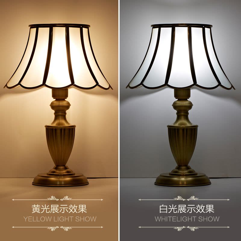 欧普照明台灯卧室床头灯欧式创意温馨复古简约现代装饰全铜灯具图片
