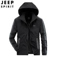 JEEP SPIRIT吉普拼色夹克男可脱卸帽防风衣衣服有加肥加大码