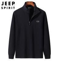 JEEP SPIRIT吉普春秋长袖套头卫衣男商务休闲全棉立领针织上衣外套