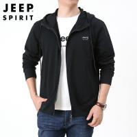 JEEP SPIRIT吉普连帽卫衣男春秋全棉时尚针织开衫休闲纯色外套