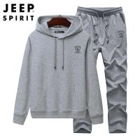 JEEP SPIRIT吉普春秋运动套装男连帽卫衣卫裤两件套防风纯棉潮款套装