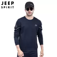 JEEP SPIRIT吉普男士卫衣春秋圆领套头衫时尚运动百搭休闲卫衣纯色微弹打底衫