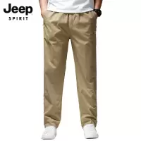 JEEP SPIRIT吉普春夏新款男士休闲裤户外工装纯棉抽绳百搭长裤宽松松紧腰全棉大码男裤