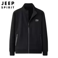 JEEP SPIRIT男士夹克春秋开衫外套时尚帅气立领抓绒衣运动休闲卫衣男装上衣