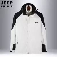 JEEP SPIRIT吉普秋冬新款夹克防风保暖男装可拆卸二件套上衣运动拼色冲锋外套