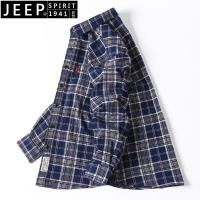 JEEP SPIRIT吉普男士长袖衬衫商务休闲格子纯棉衬衫大码宽松青年衬衣