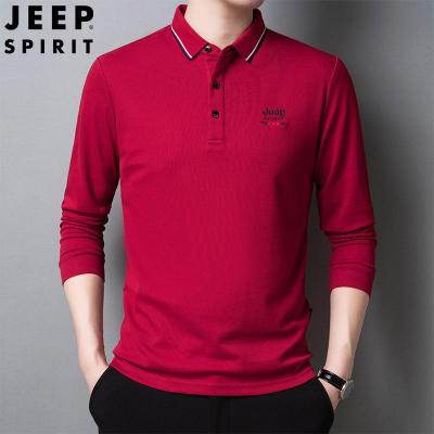 JEEP SPIRIT吉普秋冬季新款纯色翻领长袖T恤男士商务休闲宽松POLO衫男