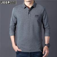 JEEP SPIRIT吉普翻领长袖T恤春秋新款男打底衫宽松百搭休闲上衣