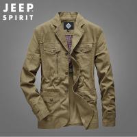 JEEP SPIRIT吉普春秋季新款外套男西装领夹克青年休闲宽松上衣户外夹克