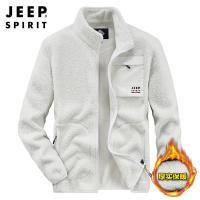 JEEP SPIRIT吉普秋季新款男装抓绒衣男休闲宽松复合绒上衣立领印花男夹克