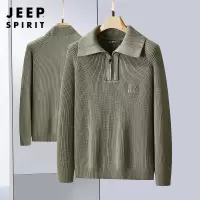 JEEP SPIRIT吉普男毛衣秋冬季新款纯棉百搭半拉链针织上衣男宽松潮流外套