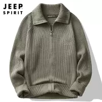 JEEP SPIRIT吉普男士针织开衫男士秋冬季潮牌纯棉百搭翻领外套男秋冬款潮款上衣