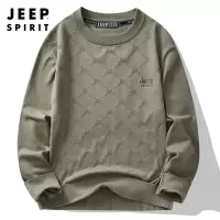 JEEP SPIRIT吉普舒适棉男士毛衣秋季宽松提花圆领针织上衣新款潮流百搭上衣