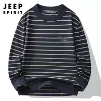 JEEP SPIRIT吉普新款男士毛衣百搭冬季新款针织圆领上衣宽松间色条纹舒适棉打底衫