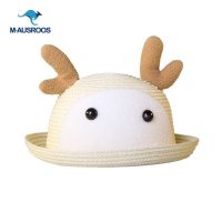 超萌卡通动物韩国可爱小鹿兔宝宝遮阳草帽子小孩女儿童帽春夏