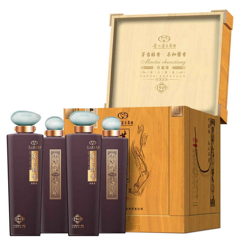 53°贵州茅台酒厂集团技术开发公司茅台醇香珍藏级1949柔和酱香型白酒 500ml*4