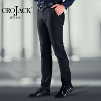 crojack 男式裤子毛呢冬季时尚休闲长裤子男士修身商务加绒男裤潮