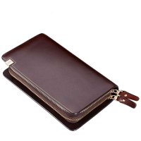 Kpaullon/卡普伦 男士真牛皮手包 双拉链商务横款手抓包 大容量手拿包B0202