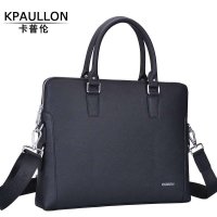 Kpaullon/卡普伦 男士手提包 十字纹进口牛皮14寸电脑包 商务休闲公文包B0233