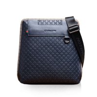 Kpaullon/卡普伦 男士牛皮单肩包 休闲斜挎包 商务休闲男包 时尚菱格压花公文包8621-4