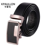 Kpaullon/卡普伦 男士头层牛皮自动扣皮带 铜扣真皮腰带 百搭裤带125cm P0023