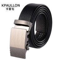 Kpaullon/卡普伦 男士头层牛皮自动扣皮带 铜扣真皮腰带 百搭裤带125cm P0029