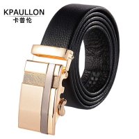 Kpaullon/卡普伦 男士头层牛皮自动扣皮带 铜扣真皮腰带 百搭裤带125cM P0030