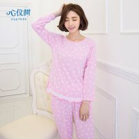 睡衣女春季少女款棉质睡衣休闲长袖桃心蝴蝶结家居服套装